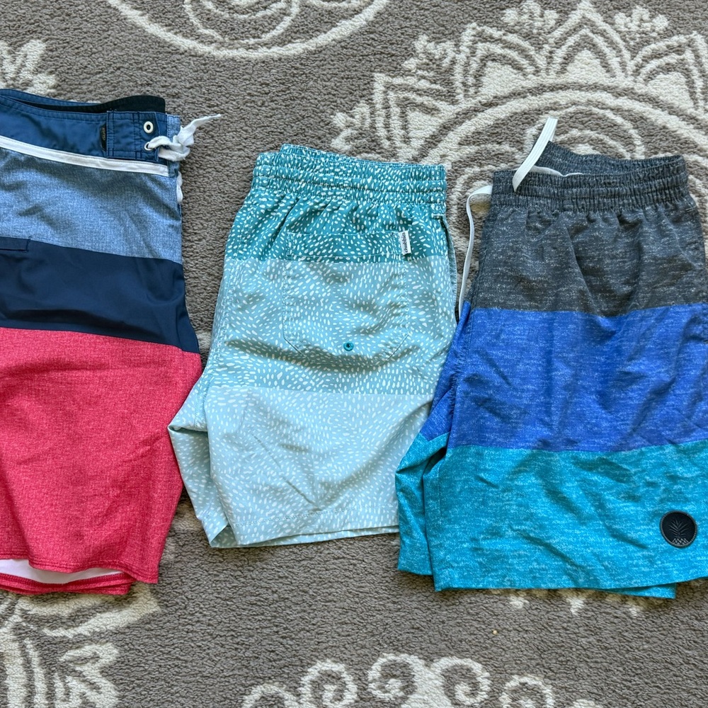 3 Large Men’s chubbies Teal & Aqua  Swim Shorts
